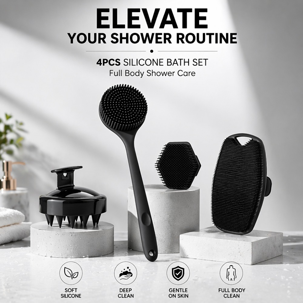 4PCS Set Silicone Body Scrubbe - đánh giá và giá Dry Brush Body
