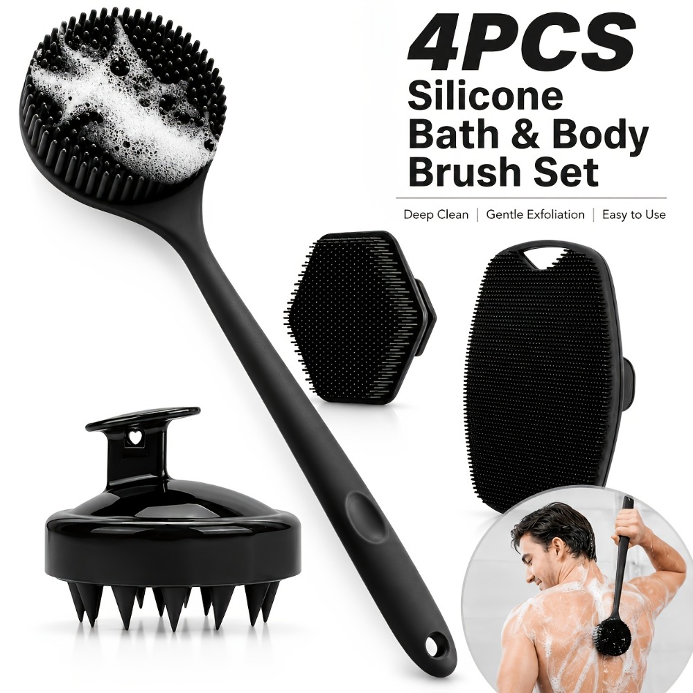 4PCS Set Silicone Body Scrubbe - đánh giá và giá Dry Brush Body