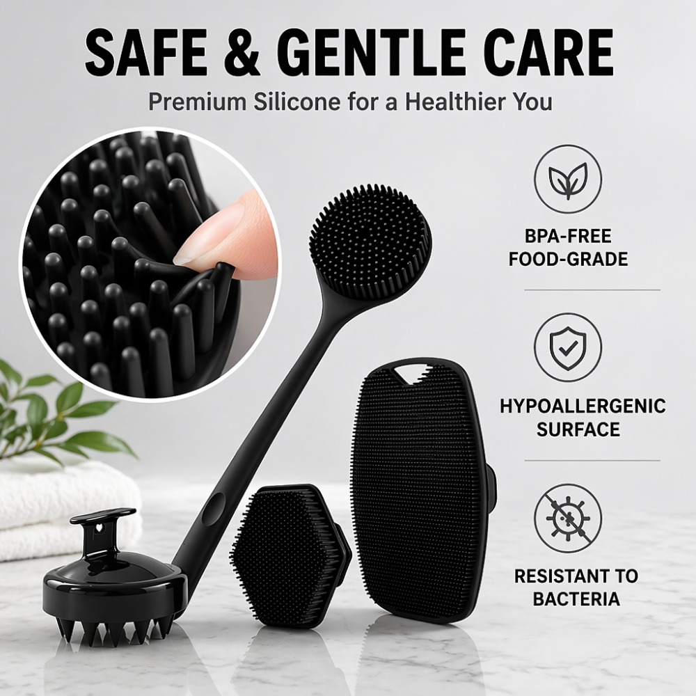 4PCS Set Silicone Body Scrubbe - đánh giá và giá Dry Brush Body