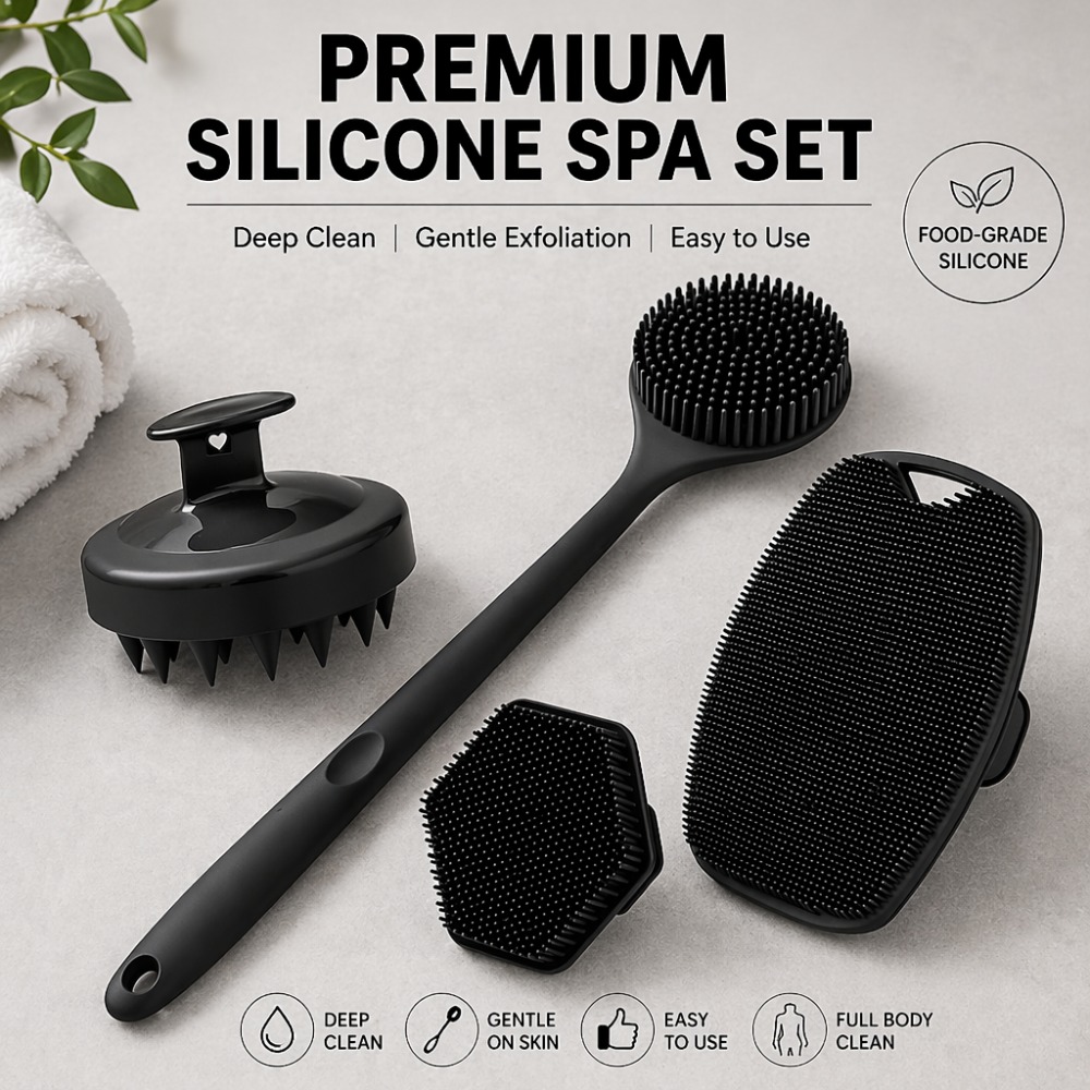 4PCS Set Silicone Body Scrubbe - đánh giá và giá Dry Brush Body